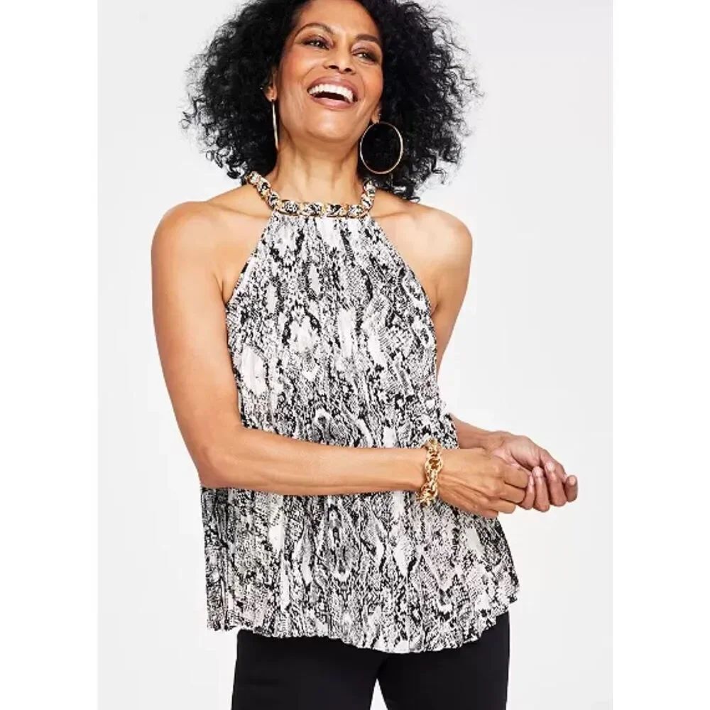Snakeskin Patterned Sleeveless Blouse